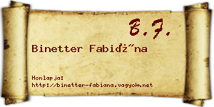 Binetter Fabiána névjegykártya